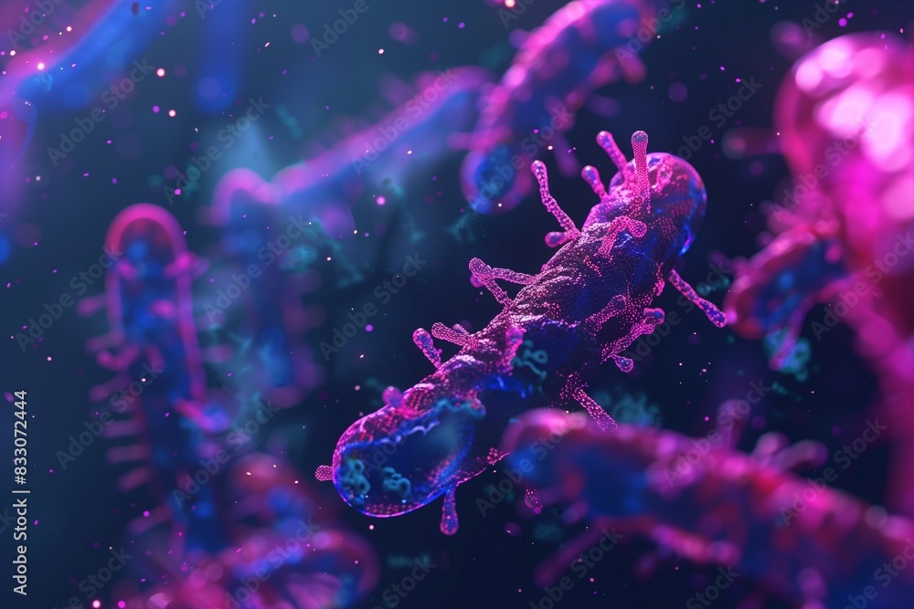 Obraz premium bacteria in microscope by generative ai