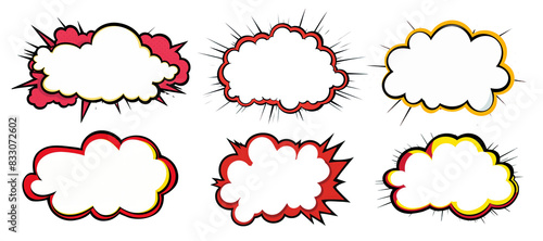 Comic pop art speech bubble png element set on transparent background