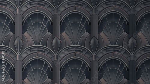 art deco seamless pattern, dark grey and iron geometric design with a subtle gradient in the background 