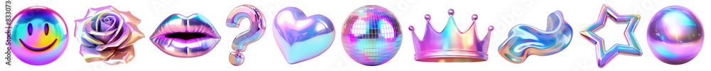 3D iridescent material shape png on transparent background 3D iridescent material shape png on transparent background