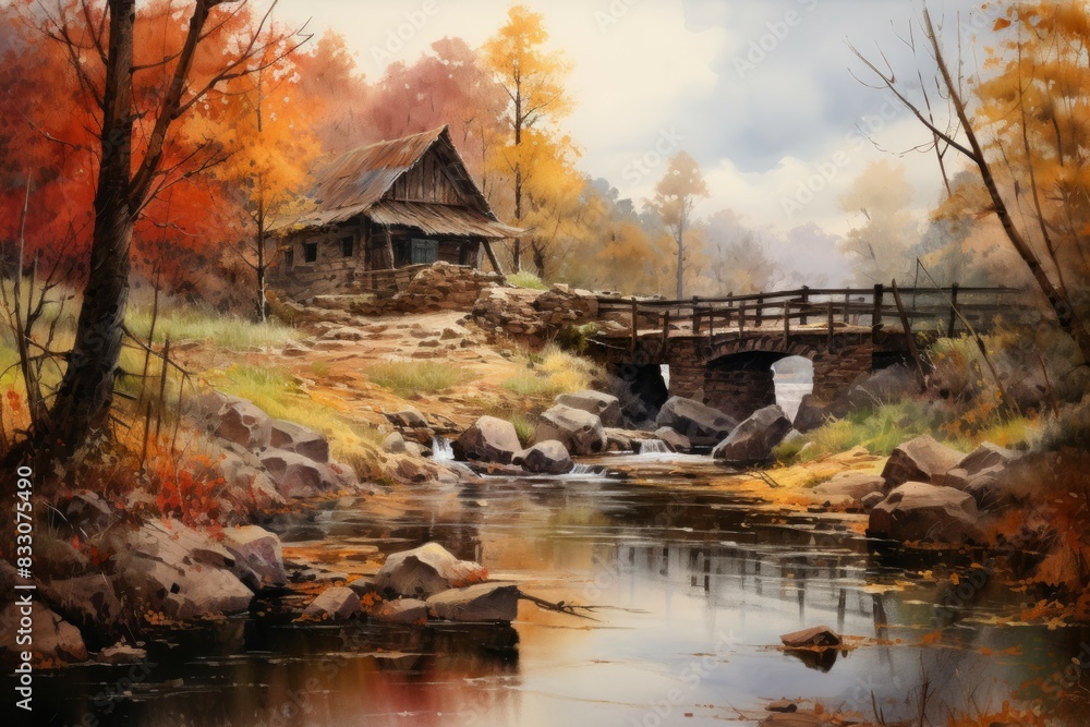 Fototapeta premium Old bridges - Generative AI