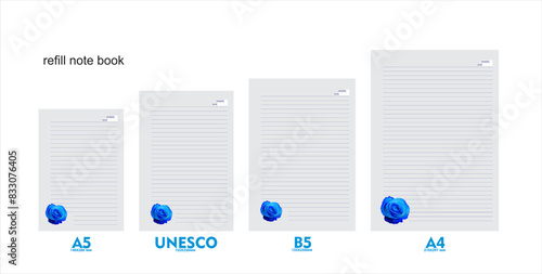 A5, A4, B5 size notebook design with color background with floral decoration. vector a set