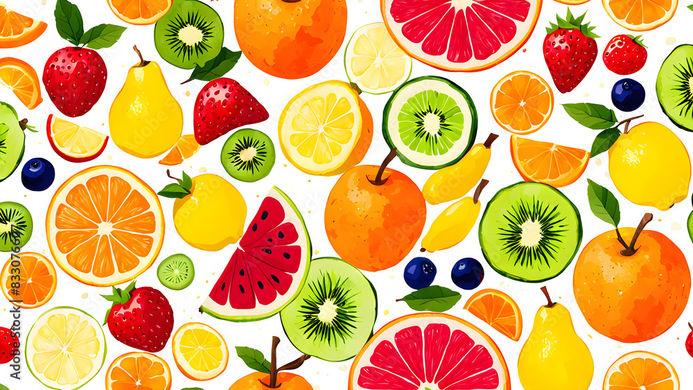 Mixed fruits seamless pattern Mixed fruits seamless pattern