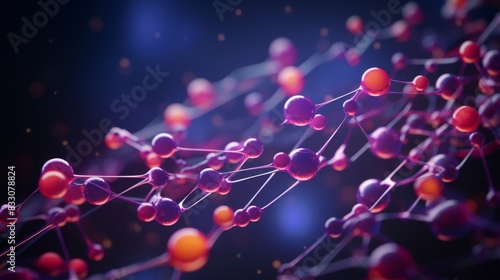 Abstract Molecules Background in 3D Render - Scientific Stock Illustration Concept photo