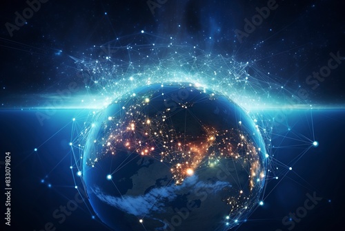 Fototapeta Naklejka Na Ścianę i Meble -  blue planet earth, generative ai