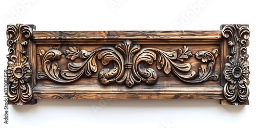 Exquisitely Carved Wooden Frame with Intricate Floral Flourishes Rustic and Elegant Ornamental Decor Piece