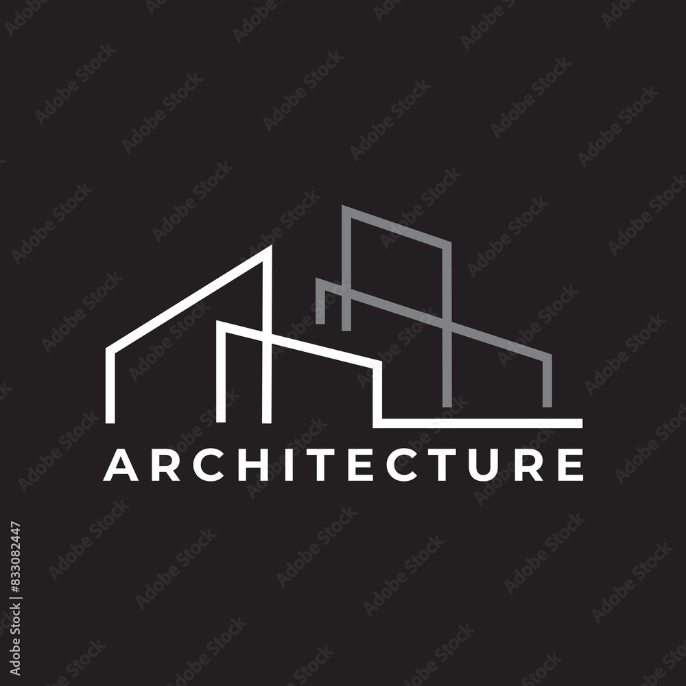 architect logo  building  house  real estate  minimalist line style  vector icon graphic design illustration