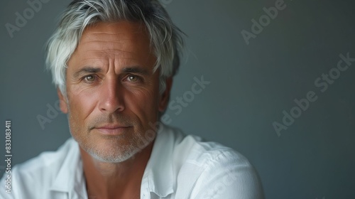A man with grey hair looking at the camera.