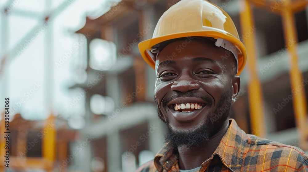 Happy Foreman working in construction site. Happy Foreman working in construction site.