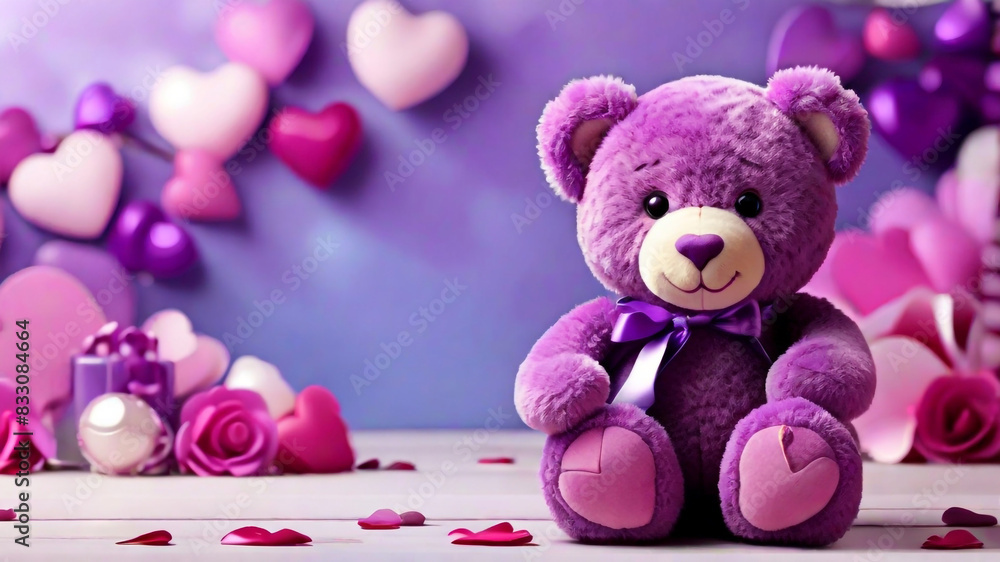 A teddy with stunning valentine's background and rosess concept by teddy day A teddy with stunning valentine's background and rosess concept by teddy day