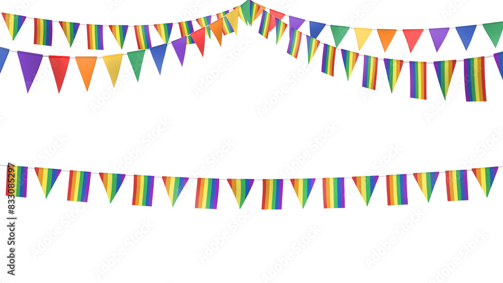Αυτοκόλλητο Rainbow pride party flags festive decoration _LGBT symbolic realistic celebratio