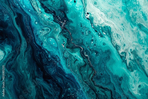 Abstract art teal blue green gradient paint background with liquid fluid grunge texture concept  AI-generated
