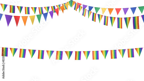 Tableau sur toile Rainbow pride party flags festive decoration _LGBT symbolic realistic celebratio