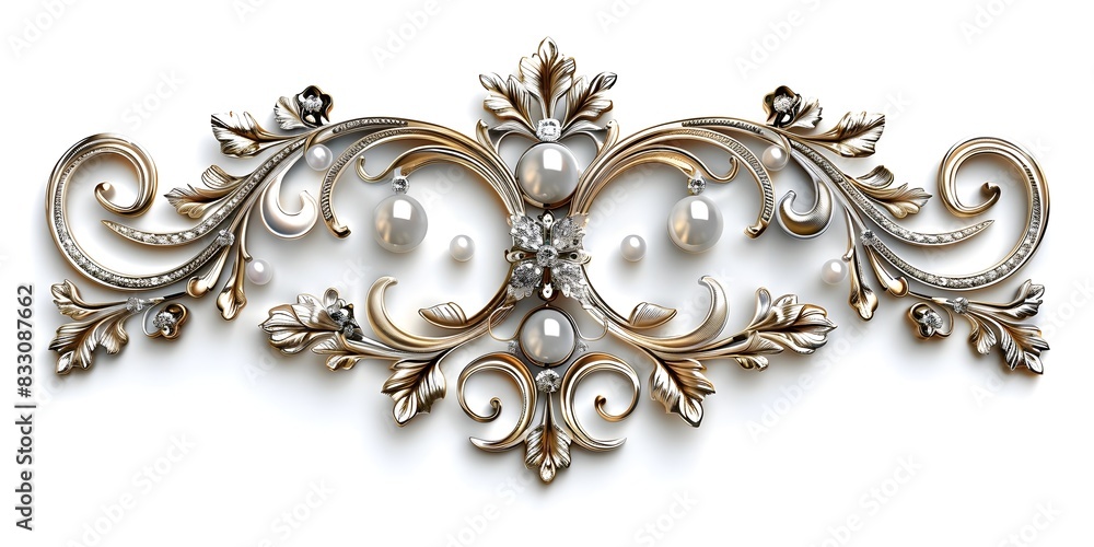 Elegant Ornate Decorative Frame with Pearl Inlay in a Sophisticated Luxurious Design Isolated on White Background Elegant Ornate Decorative Frame with Pearl Inlay in a Sophisticated Luxurious Design Isolated on White Background