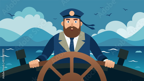 Amidst the sounds of clanking metal and churning water the barges captain stands at the helm expertly navigating the vessel through treacherous. Vector illustration