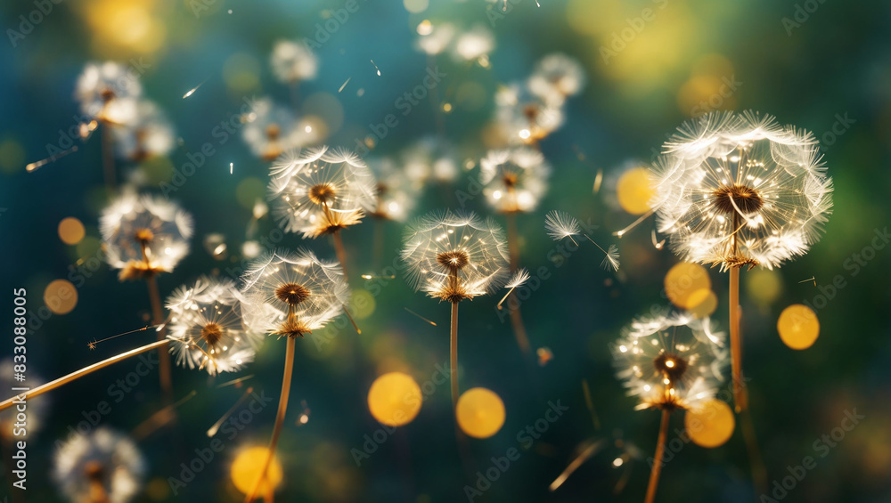 This is a photo of a dandelion flower, with its seeds floating away in the wind.
This is a photo of a dandelion flower, with its seeds floating away in the wind.