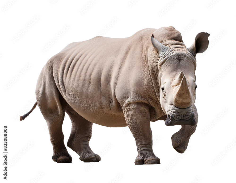Obraz premium Full-body Rhinoceros isolated on transparent or white background.
