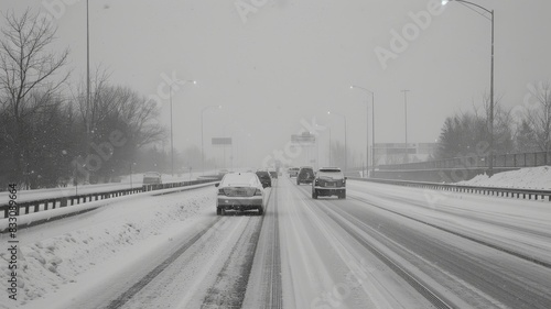 snowy highway outside. © Bird Visual