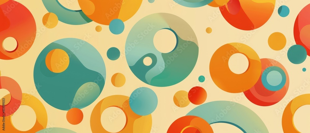Abstract artistry blends dynamic overlapping circles in vibrant reds and oranges, infused with textured speckles, embodying modern design essence. Abstract artistry blends dynamic overlapping circles in vibrant reds and oranges, infused with textured speckles, embodying modern design essence.
