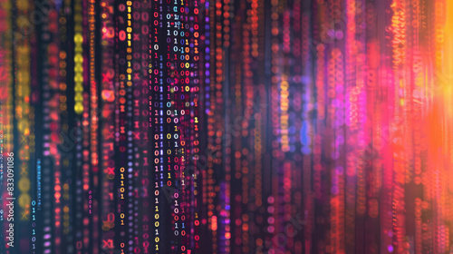 Wallpaper Mural Vivid Binary Code Pattern on Multicolor Background Torontodigital.ca