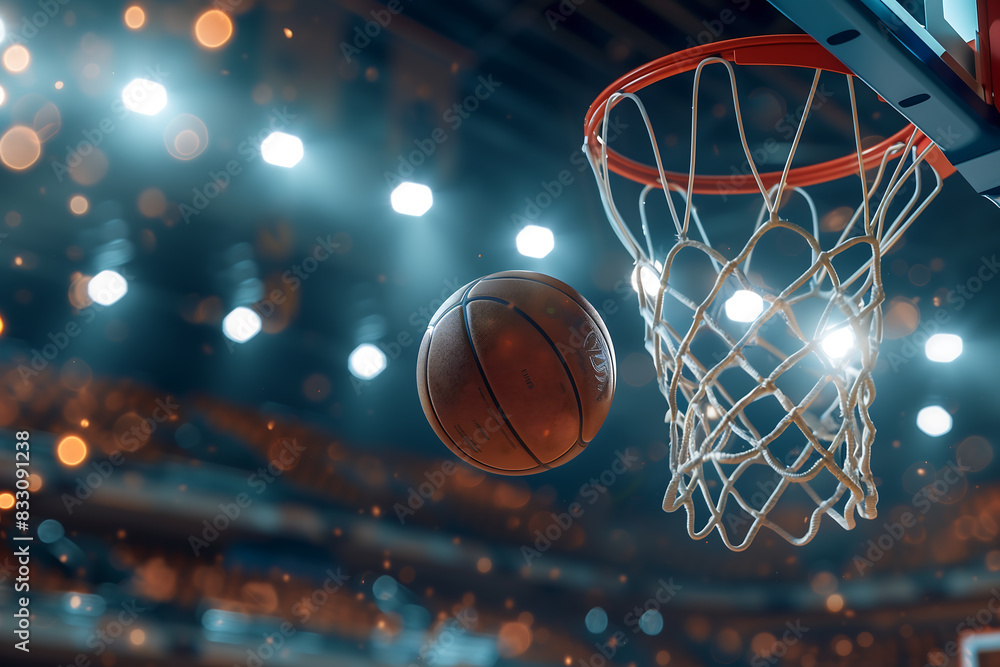 Scoring the winning points at a basketball game. the moment when the basketball flies through the air towards the hoop. Ball and Basketball Court. basketball game ball in hoop. Basketball Dunk. Scoring the winning points at a basketball game. the moment when the basketball flies through the air towards the hoop. Ball and Basketball Court. basketball game ball in hoop. Basketball Dunk.