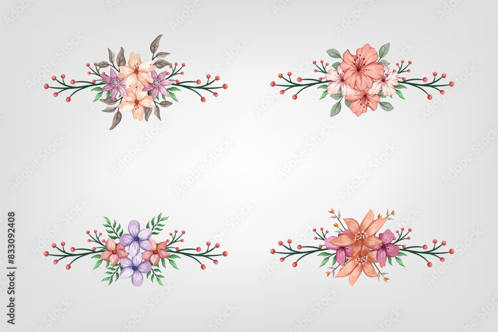 The Blooms Greenery Floral Foliage Ornament Corner Text Separator adds elegant framing text in invitations, cards The Blooms Greenery Floral Foliage Ornament Corner Text Separator adds elegant framing text in invitations, cards