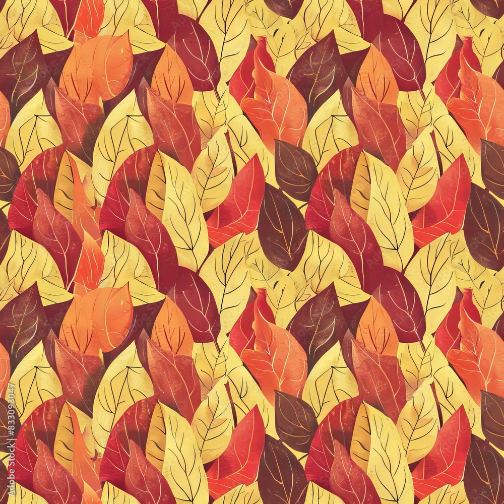 seamless pattern of autumn leaves in warm shades with rustic vintage feel seamless pattern of autumn leaves in warm shades with rustic vintage feel