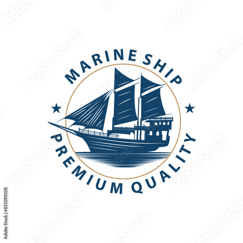 vintage viking longship warship logo traditional ocean sailboat silhouette design