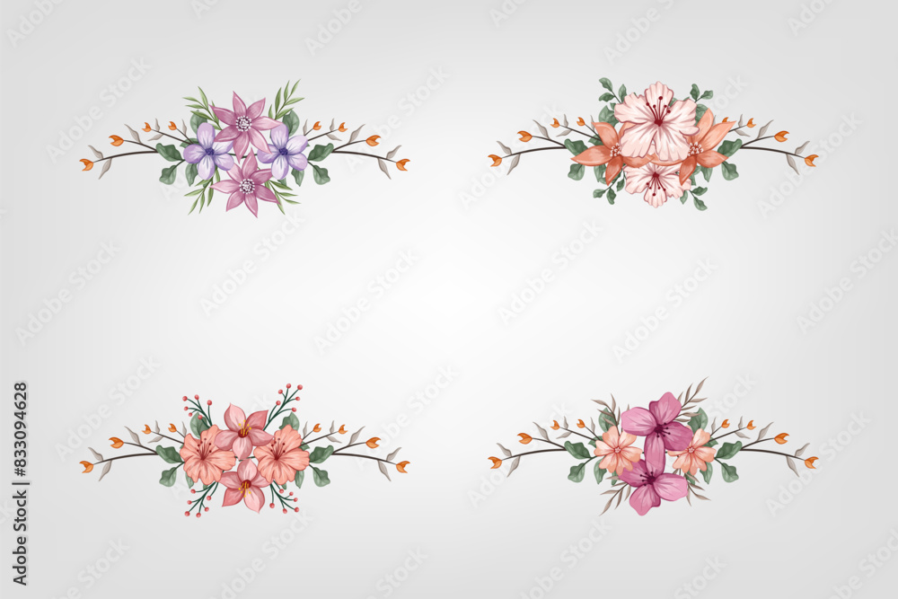 The Blooms  Greenery Floral Foliage Ornament Corner Text Separator adds elegant  framing text in invitations, cards