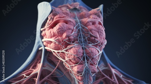 Detailed 3D Illustration of the Anatomy of Thyroid Gland for Medical Education and Research Purposes photo