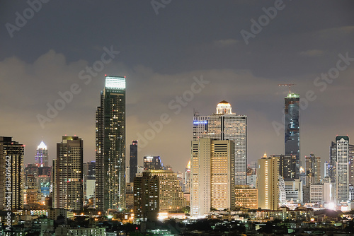 Photography the atmosphere of the city night in bangkok