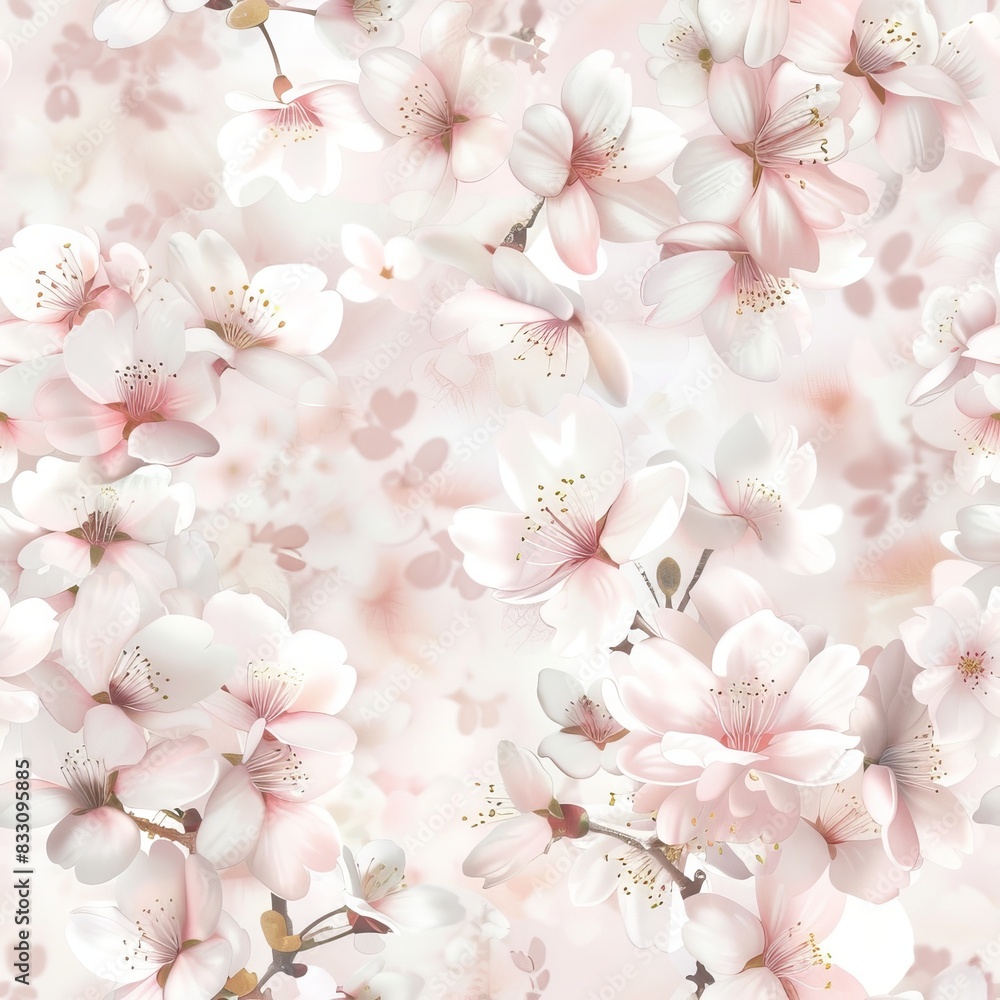 seamless pattern of cherry blossoms in soft shades of pink and white seamless pattern of cherry blossoms in soft shades of pink and white