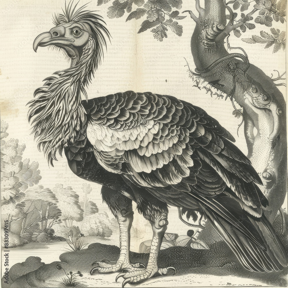 Naklejka premium Old engraving animal, vintage illustration beauty and intricacies of animal in timeless engraved art, perfect nostalgic and classic design