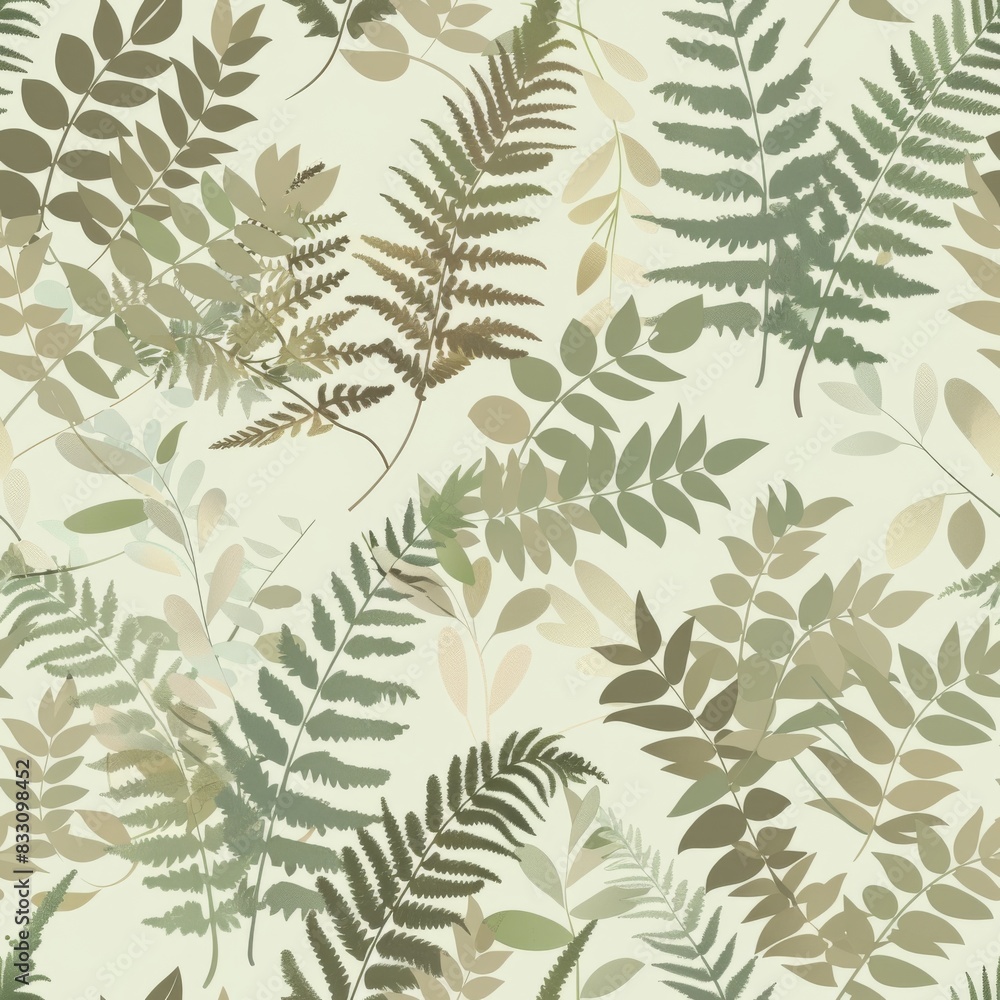 seamless pattern of delicate fern fronds seamless pattern of delicate fern fronds