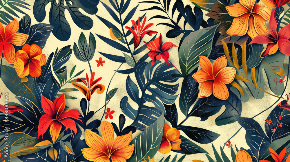 Elegant Exotic Floral Pattern for Textile and Decor