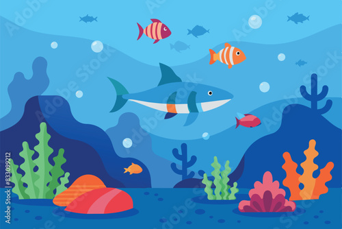 Fish Marine Animals Coral Reef Underwater Sea Ocean vector Illustration