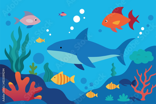 Fish Marine Animals Coral Reef Underwater Sea Ocean vector Illustration
