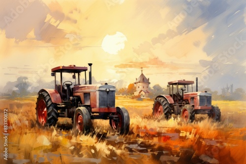Vintage tractors - Generative AI photo