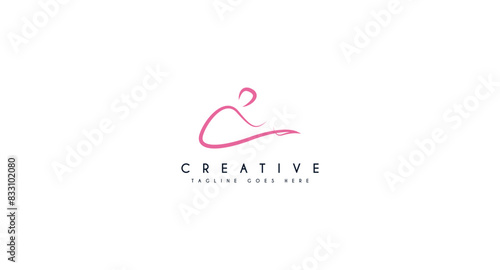Pilates Health and wellness logo design vector illustration.