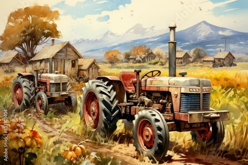 Vintage tractors - Generative AI photo