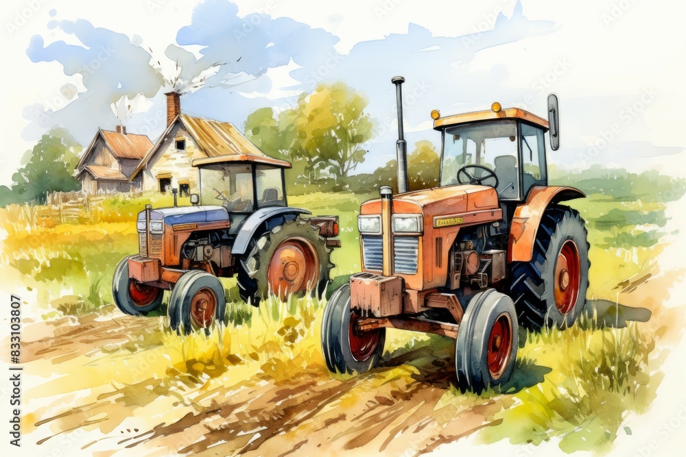 Obraz premium Vintage tractors - Generative AI