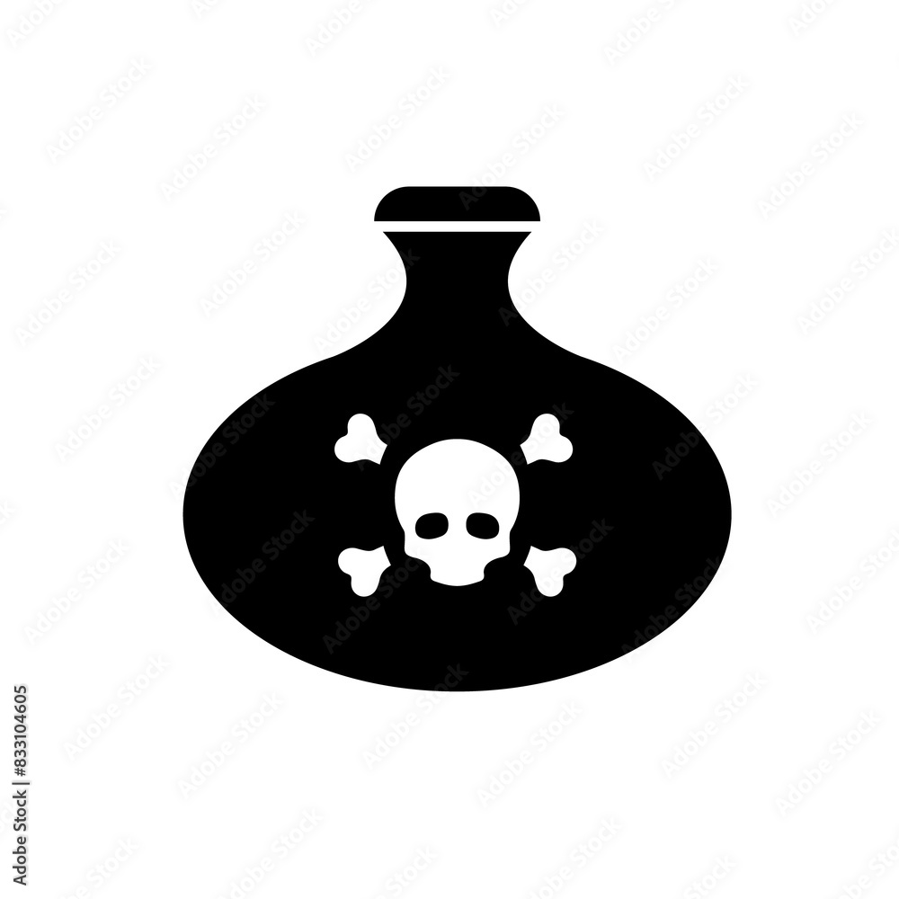 Bottle of poison or poisonous chemical toxin with crossbones label vector icon for games and websites Bottle of poison or poisonous chemical toxin with crossbones label vector icon for games and websites