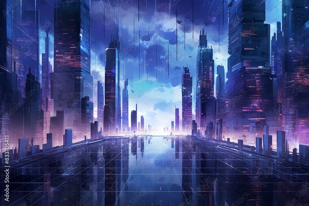 panorama of the city, generative ai