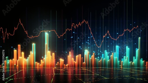 Financial Market Growth Visualization - 3D Candlestick Stock Market Index Graph Illustration © Spear