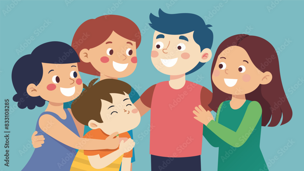 A group of siblings huddled together sharing secrets and catching up on each others lives.. Vector illustration A group of siblings huddled together sharing secrets and catching up on each others lives.. Vector illustration