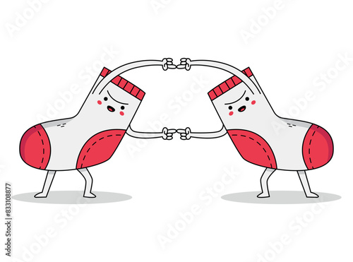 Cute sock cartoon character combine pose doodle