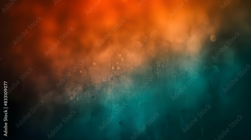 Teal orange noise texture header poster banner landing page backdrop design with a dark blurred color gradient and grainy background.