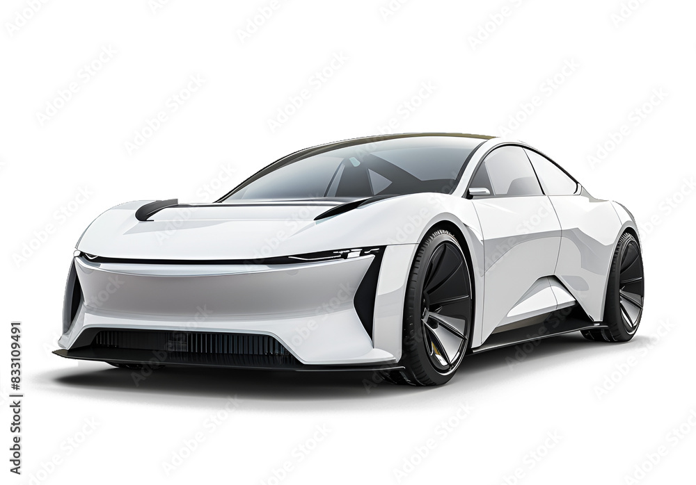 Electric car in concept, EV car isolated on white background, image ai generate	
