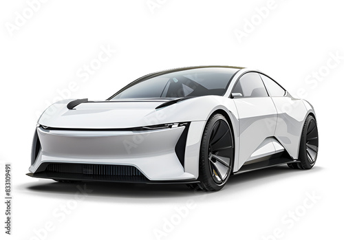 Electric car in concept, EV car isolated on white background, image ai generate	

