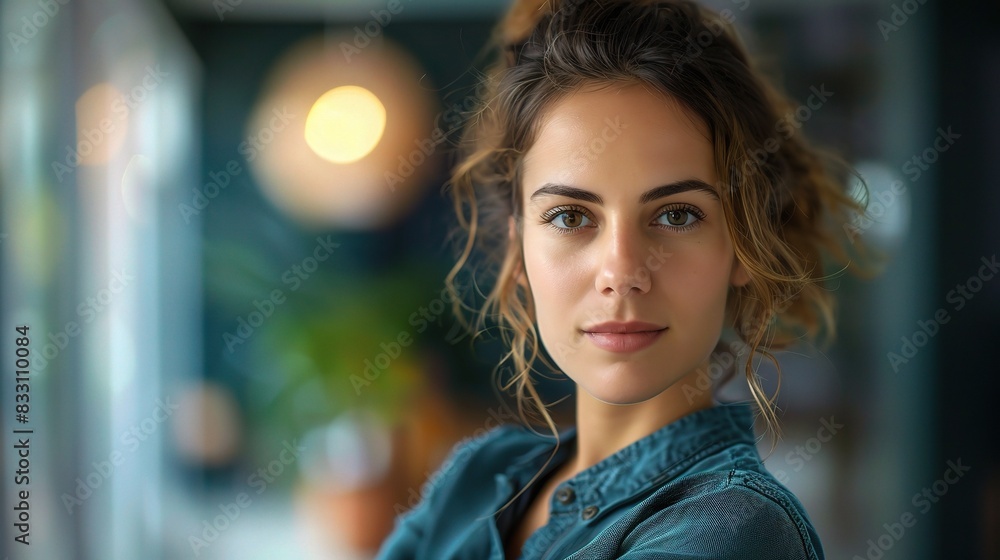 woman with a focused expression on her face, standing with determination and purpose woman with a focused expression on her face, standing with determination and purpose